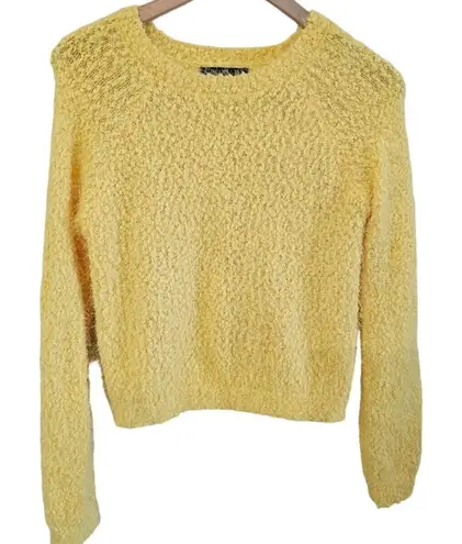 Heart soul Popcorn Sweater Womens Sz Med Fuzzy Pullover Yellow Y2K Twee Style