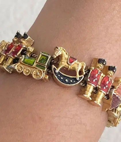Vintage AVON Nutcracker Train Christmas Theme Slider Bracelet