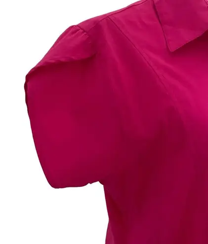 Ashley Stewart Size 12 Button Down Shirt Collared Short Sleeve Pink Cotton