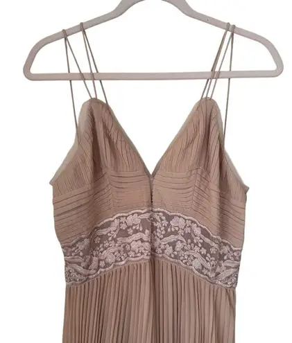 Reiss Emma pleat and lace nude midi dress size 2