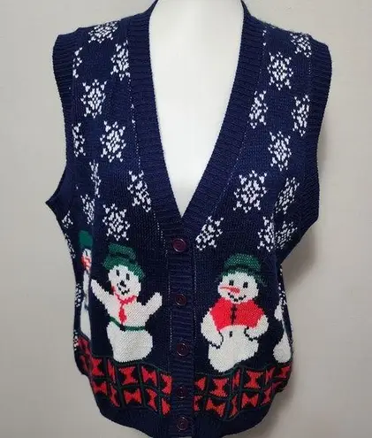 Cabin creek Vintage  blue Snowman vest size lp