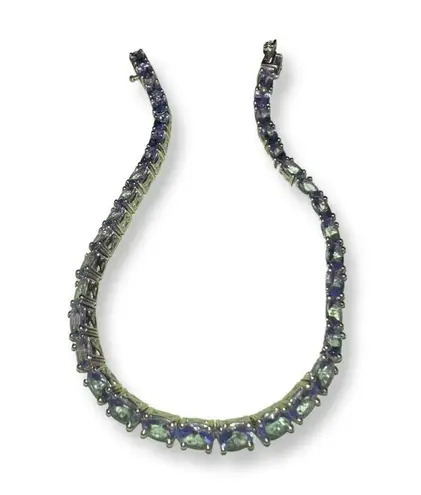 Purple Stone Tanzanite Set In Sterling Silver Tennis Friendship Promise Bracelet Purple