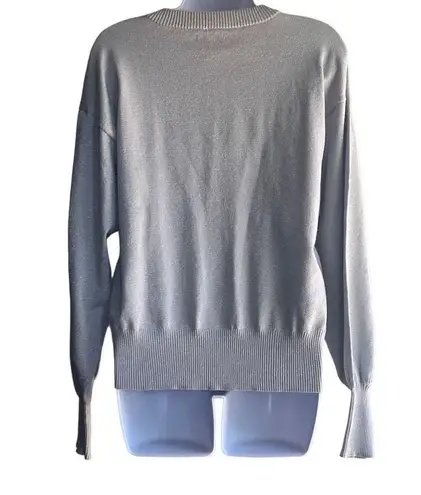 Nine West  Womens Medium Pullover Sweater Gray Metallic Long Sleeve Crewneck