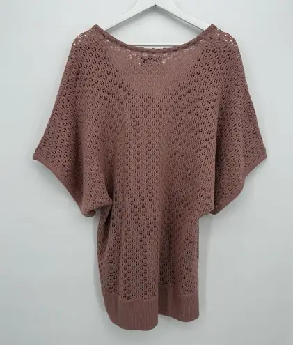 Denim 24/7 Knit Oversized Dusty Mauve Acrylic Top Swim Cover Medium Pink