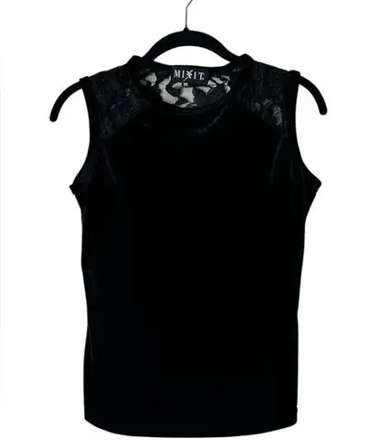 Vintage MIXIT Black Velvet Lace Tank Top Y2K Gothic Grunge Vampire Witchy Size S - Image 1