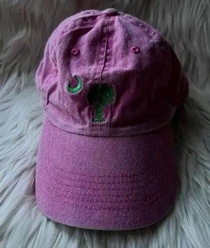 Stylish Pink Cap with South Carolina Iconic Palm Tree and Crescent Embroidery