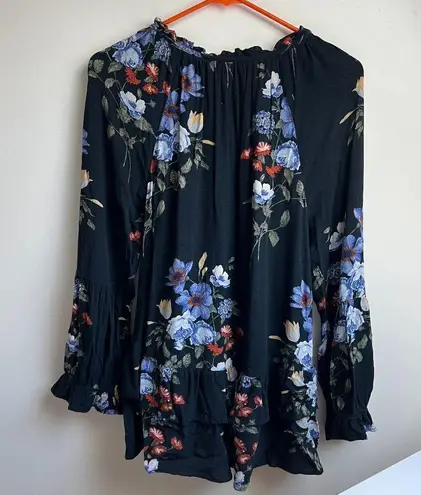 American Eagle  Floral Long Sleeve with Tiered Peplum