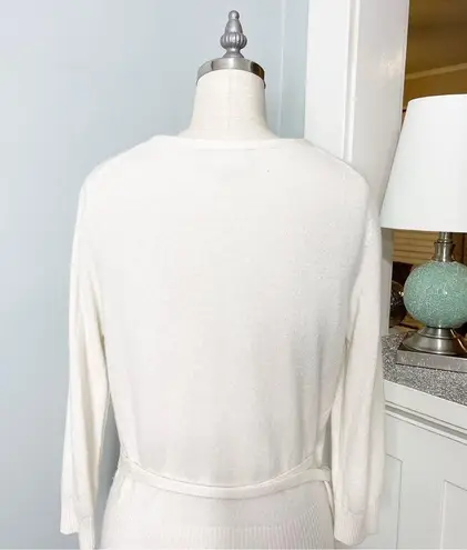 PURE Collection Cashmere Cream Wrap Front Sweater Tie Waist 4 Small - Image 6