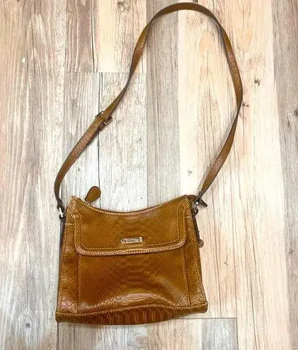 Liz Claiborne  brown handbag faux croc leather purse shoulder bag handbag