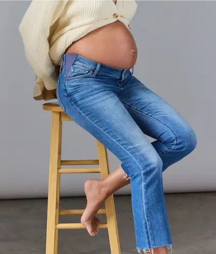 Hatch Maternity The Crop Maternity Jean Indigo Blue Straight Leg Size 29