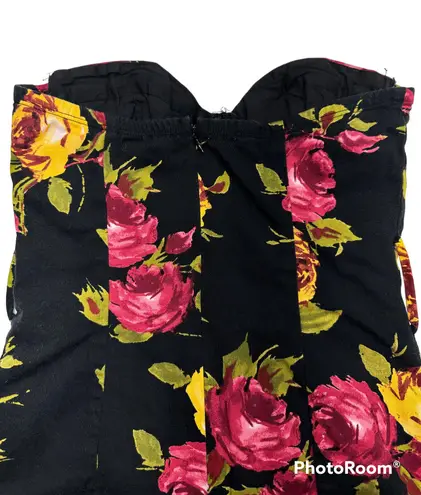Twenty One Strapless Floral Twill Mini Dress (S)