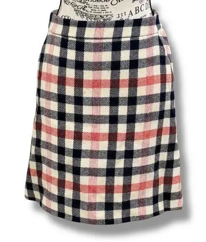 Boden Size 2 British Tweed by Mallelius Plaid Wool Mini Skirt Preppy Academia
