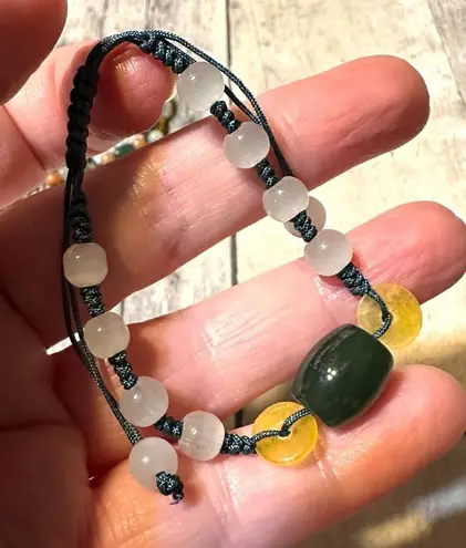 Handmade Adjustable Silk Jade Bracelet Green