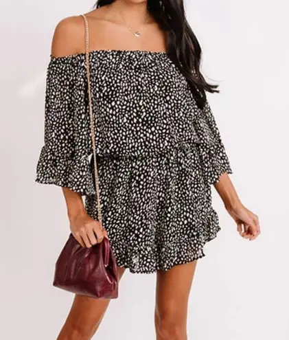 ee:some  LEOPARD ROMPER IN BLACK WOMENS SIZE SMALL NWT