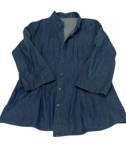 One jeanswear junior szXL denim button front adjustable sleeve elastic back EUC Blue Size undefined