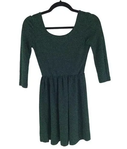 Alice Moon by Mooncollection Dress A Line Mini Low Back Metallic Green Black S