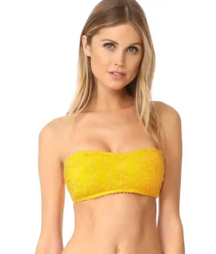 Kate Spade new  KSNY  Eyelet Bandeau Underwire Bikini Set  Saffron Yellow  L