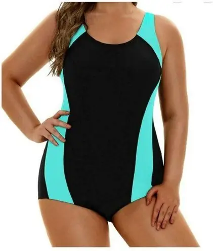 Aqua Eve Womens 16W Plus Size Black & Aqua One