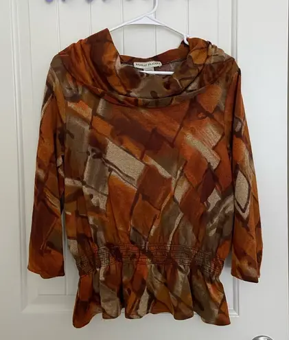 NWOT | Bamboo Traders women’s cowl neck 3/4 sleeve cowl neck knit top large Brown