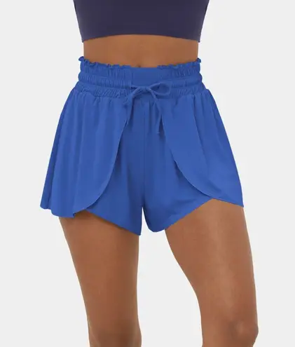 Halara NEW  Womens XS Frill High Waisted Flowy Stacked Shorts Beaucoup Blue