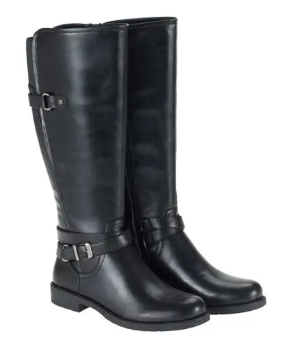 Baretraps Women's Carmella Riding Boots Size 6 Black Zip-Up Buckle Knee High NIB