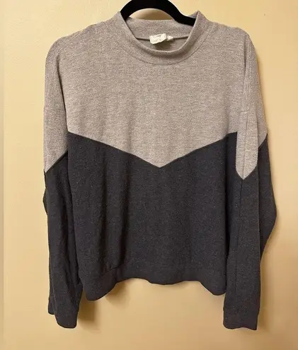 White Crow Women’s Buckle  turtle neck color block grey sweater