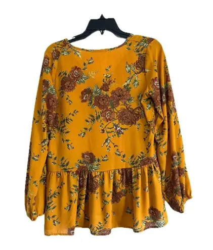 Newbury Kustom Newbury Custom Mustard Floral Blouse, size Medium