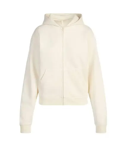 SKIMS French Terry Zip Up Hoodie in Ecru, Size Medium