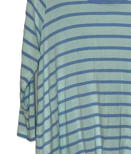 Matilda Jane  T-Shirt Size Small Blue Striped Stretch Blend Womens 3/4 Sleeve