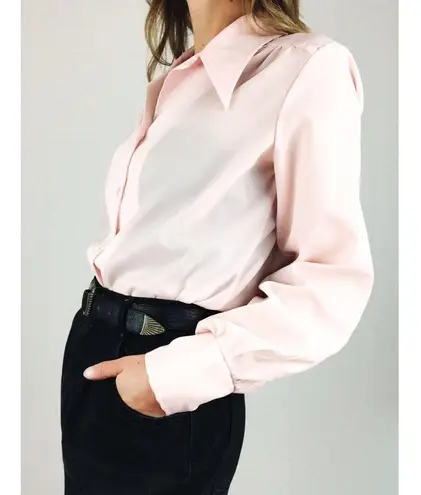 Vintage Sheer Pleated Blouse in Light Pink | Size L Size L