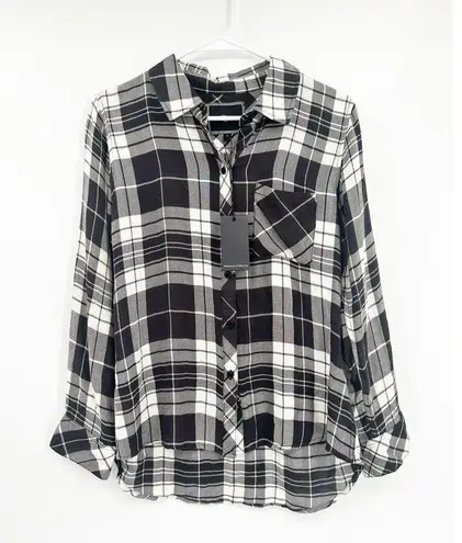 Rails Hunter Black White Midnight Snow Plaid Button Up Shirt Size Small NWT
