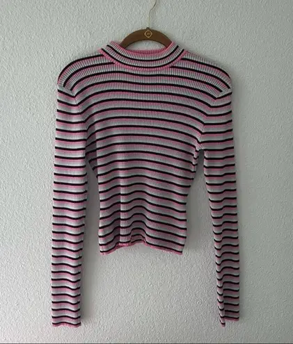 Arizona Jeans  PInk Stripe Mock Neck Top Y2K style