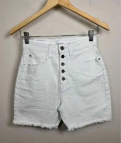 We Wore What Womens Biker Button Fly Shorts Super Bleached Stretched Denim Size 25