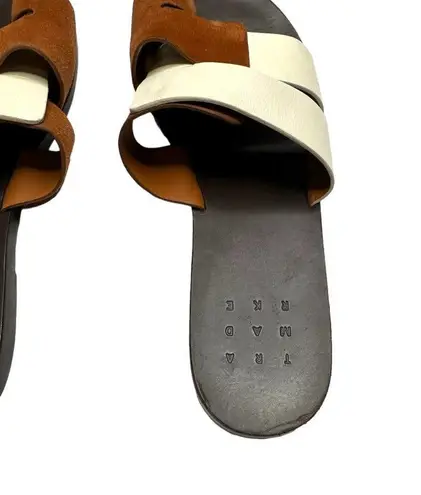 TRA MAD RKE Leather Brown and White Sandals Size 9