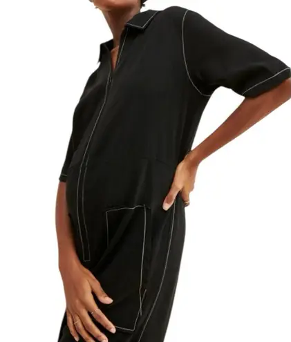 Oh Seven Days Maternity Beatrice Boiler Jumpsuit Black Wide Leg Size Small