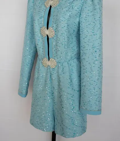 Saloni Blue Tweed Romper Size 6