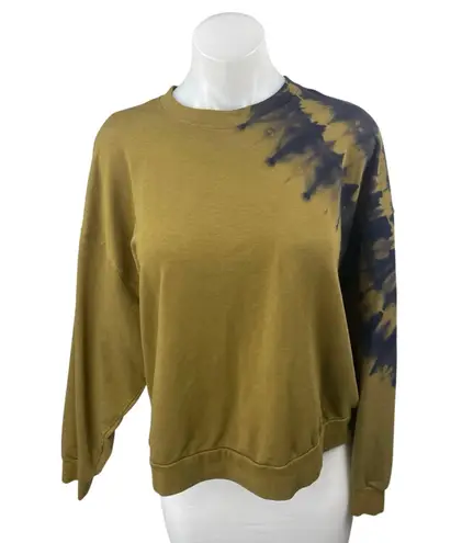 JoyLab Women's Olive Green Tie Dye Long Sleeve Crew Neck Sweatshirt top Size S