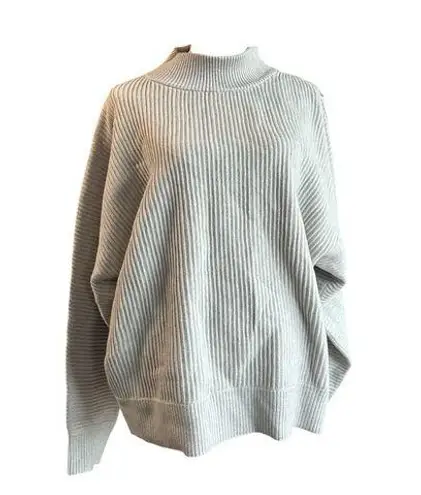 Tahari Gray Cowl Neck Sweater with Ribbed Texture