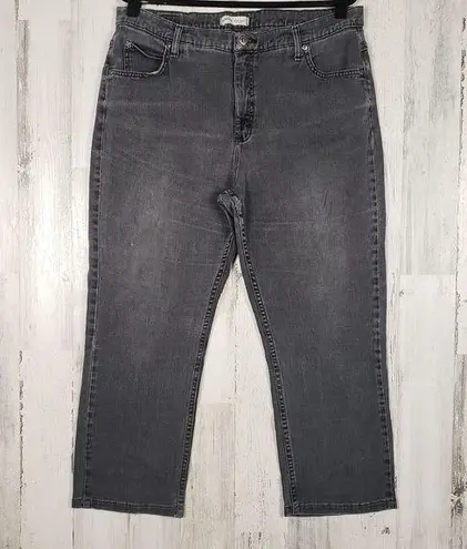 Riders By Lee  Stone Washed Black Denim Relaxed Cropped Jeans Women's Size 18P