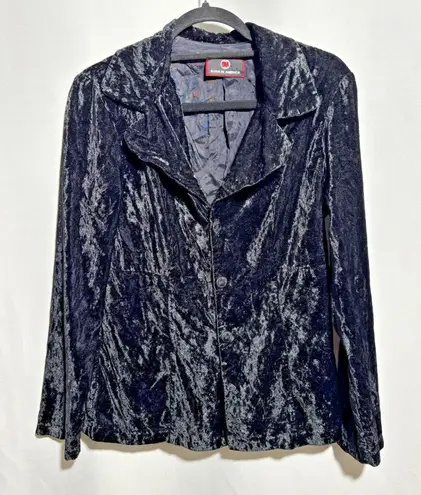Vintage Black Velvet Blazer Jacket Womens 6 Velour 3 Button Gothic Vamp Witchy