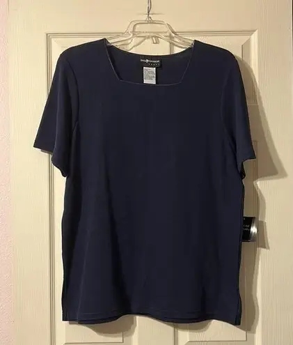 Sag Harbor NWT Vintage Square Neck Navy Blouse 1X
