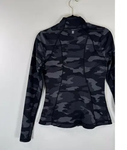 Sweaty Betty Womens Jacket Black Tonal Camo Power Workout Full Zip Stretch Small