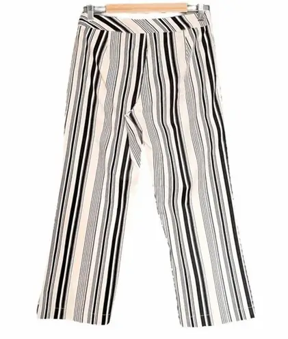 White House | Black Market  Wide Leg Cropped Pants Black & Cream Stripes Size 8