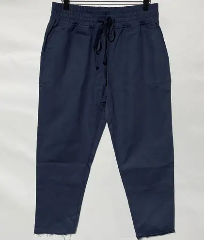 Area Stars New Drawstring Waist Raw Hem Cropped Pants Ali Navy Blue Size Small