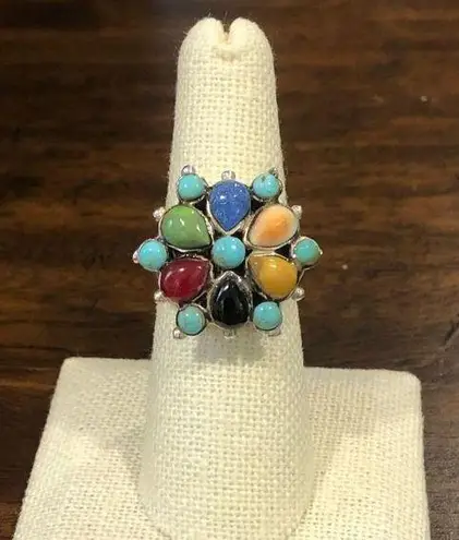 Sterling Silver BARSE Multi-Gemstone Inlaid Ring
