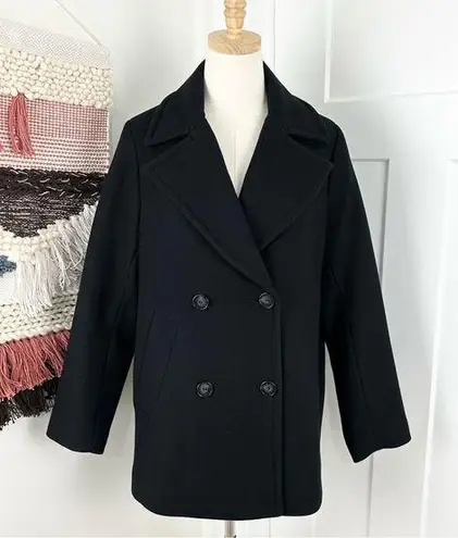 H&M  Wool-Blend Double-Breasted Pea Coat Black Size 6