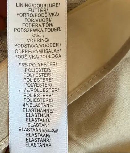 Aidan Mattox Dress Gold V-Neck Long Blouson Sleeve Tea Length A-Line Sz 12 NWT