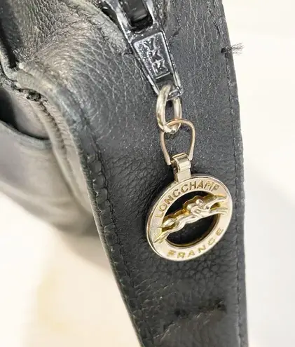 Longchamp  Vintage Black Pebbled Leather Shoulder Bag Pocketbook - Image 7