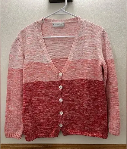 Gispa Italian Knit Pink Ombré Cardigan Tank Set Size L Size L