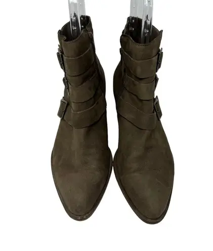 Sole Society Nelmaeya Leather Almond Toe Ankle Boots Brown Size 10